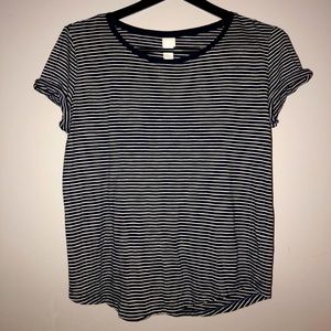 H&M Basics; navy blue and white; short sleeve